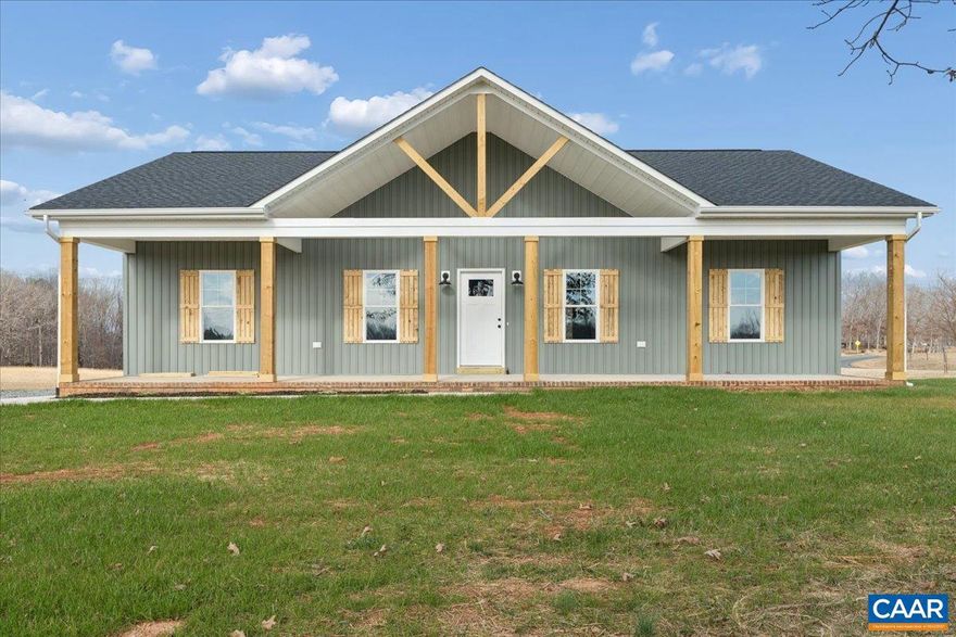 Brand New! Very open floor plan, quartz, SS appliances, beautiful maintenance free 50 ft front porch, side entrance into laundry room, large rear deck, very large open yard for kids and pets on over 1.0 acres. Home will not last long. Call today for your private showing on your new country home. Firefly available.