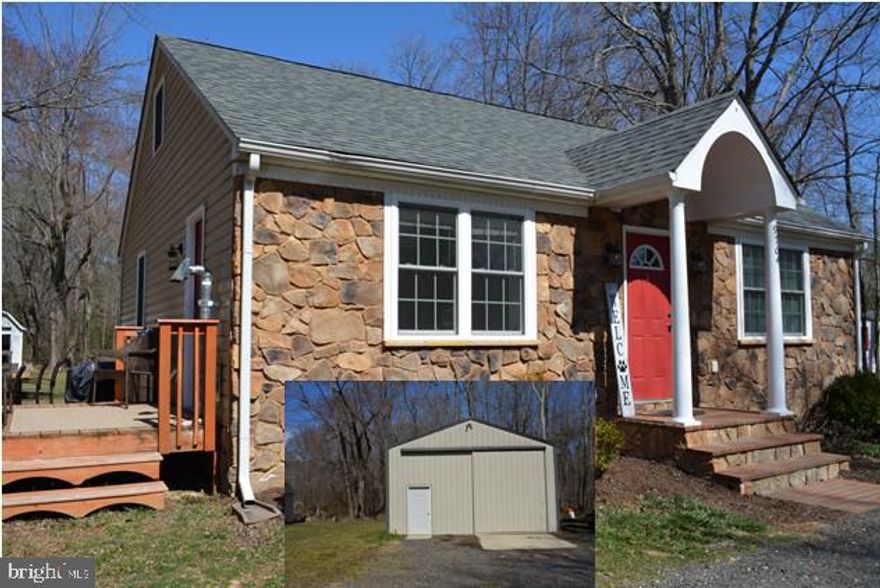 Open House 11-2 Saturday 3/20. This spacious Cape was all new in 2014 from foundation up.  Awesome starter home with a HUGE d 24 x 24 detached garage w/ electric & A C PLUS space for a workshop, some new appliances, pellet stove, new hard surface flooring in main living areas, large master w/ private bath, 2 spacious guest rooms plus a room on upper level that could be a bedroom, currently serves as  a home office.  Lot is level and backs to trees, had a deck plus  stone/paver patio. No Covenants, circular drive , 5 minutes from a marina & the river. Must use direct endorsed lender, 2 adults & 1 Realtor due to Covid restrictions.