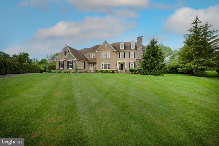 Impressive Ann Capron designed Colonial built by Moser Builders, situated on the premier lot in the Meadows at Cumberland Ridge Community backing to the Harmony Hills Tree Farm providing a completely private oasis and offering sweeping views of the picturesque Chester County Countryside.  This popular Shenandoah model features an elegant, yet comfortable open floor plan complimented by an exquisitely designed exterior creating a perfect setting for both indoor and outdoor living and entertainment.  A True Four Seasons Home situated on a beautiful property to be enjoyed year-round.  The spectacular Anthony Sylvan Pool and Hot Tub are as much the star of the show in the summer months as the roaring fire in the woodburning stone fireplace in the cozy cathedral ceiling Family Room are in the Winter months.  The views of the specimen trees and plantings on this well-designed landscape are equally impressive in every season. The choice of black aluminum fencing blends into the landscape and enhances the extended views.   Landscape lighting, outdoor speakers and an 18 Zone Irrigation system are a few additional luxuries. Privacy was considered in every aspect of the Landscape design. The property can be enjoyed almost as much from inside through the abundance of oversized windows and the thoughtful placement of the gardens. The Foyer showcases a grand staircase and straight thru views to the back yard thru the French doors that open directly to the Deck which with its covered awning and outdoor TV becomes an extension of the home in warmer months. An additional Patio Door in the Breakfast Room further enhances the seamless flow from indoor to outdoor spaces. The 4 Car Garage with epoxy floor, utility sink, music speakers, electric heater, air compressor, custom cabinets and LED lighting is more of a man cave to further enjoy the outdoors than a place just to park a car.   There is a Bilco door making it easy to take all the outdoor essentials in and out of the Basement and the built-in wood shelving in the makes for easy storage.  Upstairs the Primary Bedroom is located at the rear of the home which is well suited to the private lot.  The well-appointed suite features a Sitting Area and an enviable Walk-In Closet.  Four additional spacious Bedrooms: one with ensuite Bath with double sink vanity and separate room with shower and toilet that also has hallway access to service the end of hallway Fifth Bedroom, and Bedrooms Two and Three that share a Bath with a double sink vanity and a separated area with bathtub and toilet. There is also a full size Laundry Room and a convenient back staircase to the Mud Room with 2nd Powder Room and direct access to the Garage.    The Lower Level is mostly finished with an Entertainment Area and a Gym with a half Bath.  A community walking trail connects the Meadows subdivision to the Cumberland Ridge section. Highly rated Downingtown Schools including the prestigious Stem Academy.  A perfect home for the Buyer who appreciates the value of what it would take to recreate this truly special setting.