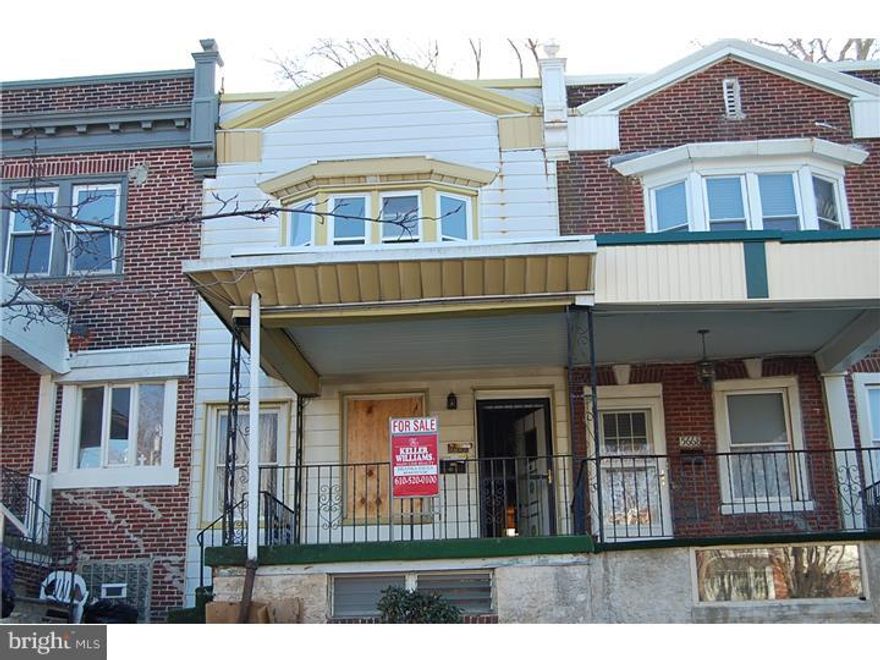 Nice Overbrook Park Row at a great price! It is offered "as is, where is". Estate Sale. Property is just outdated and in need of a little TLC.  First floor offers nice size living room, dining room and kitchen. Second floor has 3 bedrooms and a hall bath. House has full basement which could be additional living space. The basement has access to built-in one car garage. Location is very convenient close to all major roads. Come, see and make an offer.