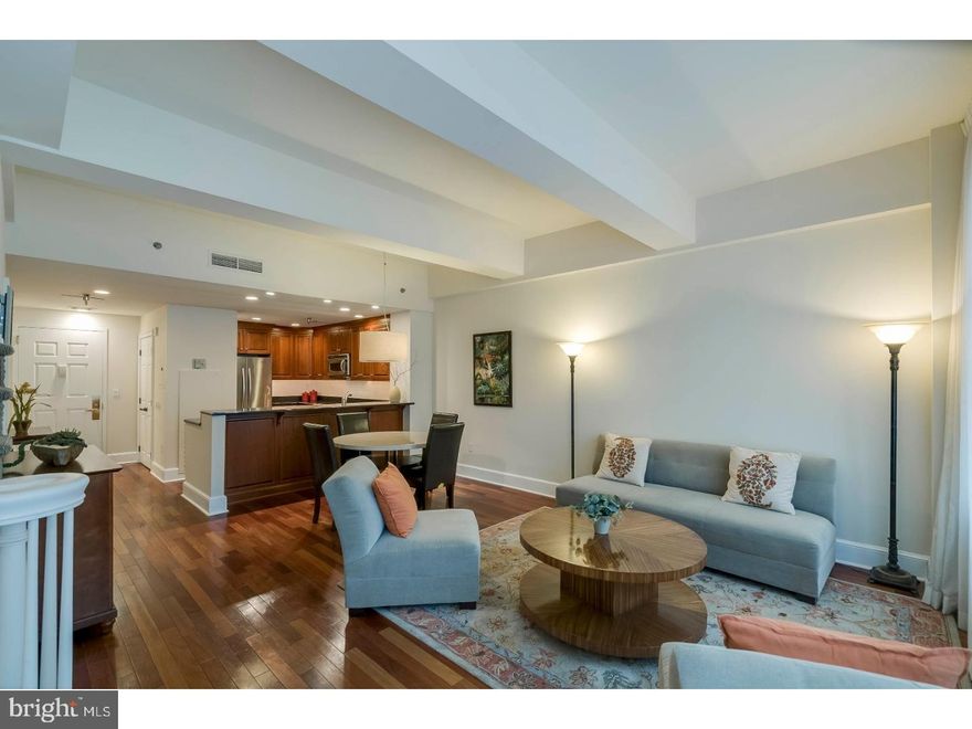 DESIGNER PENTHOUSE. Enjoy city living in this oversized bi-level one bedroom plus den residence at the Ellington. Perfectly situated in the Rittenhouse and Avenue of the Arts area, this pet-friendly home is steps away from fine dining, one-of-a-kind shopping, world-renowned cultural destinations and exciting nightlife.