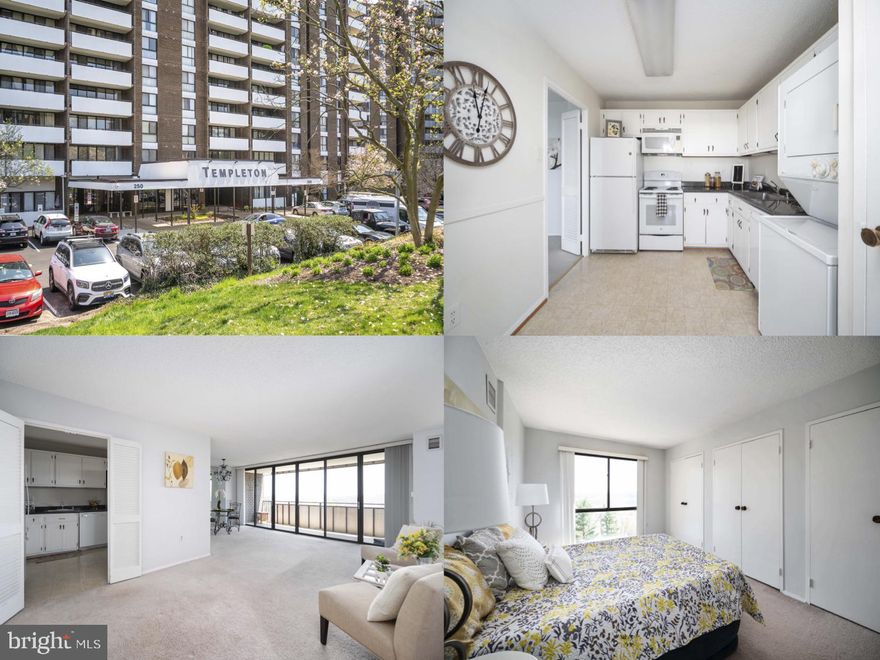 Enjoy beautiful sunsets from this 5th floor condo of the prestigious Templeton of Alexandria. This spacious 1-bedroom condo boasts a full en-suite bath, a half-bath powder room and an in-unit Washer/Dryer.  As you enter, you will be greeted by the spacious living room glowing with natural light streaming through full-length windows that continue into the dining room.  From here sliding glass doors lead you onto the large balcony with breath-taking panoramas where you can enjoy day and night. Great size Eat-in kitchen with ample cabinet space, electric stove, built-in microwave, dishwasher, refrigerator and pantry. Large light filled bedroom with a  bathroom! Convenient trash chute and recycling on every floor! Templeton amenities include, on-site management, an attractive terrace area with a pool and bath house, gas grills, firepit, basketball and pickleball courts, and an exercise area. Relax on the large outdoor patio or under the spacious pergola on comfortable sofas and cushioned chairs or at high-top bar tables with stools. A large meeting room is available for private parties. The Templeton is on a bus line and convenient to the Van Dorn Metro Station, Interstates 495/395/95, charming and historic Old Town Alexandria, the Pentagon, public library, Ben Brenman Park is about a 5 min drive.  They have dog parks, a lake, walking trails - connect to larger walking/running trails that reach Old Town Alexandria, shopping and much more! Don't miss out on this great condo! Will not last long!!!