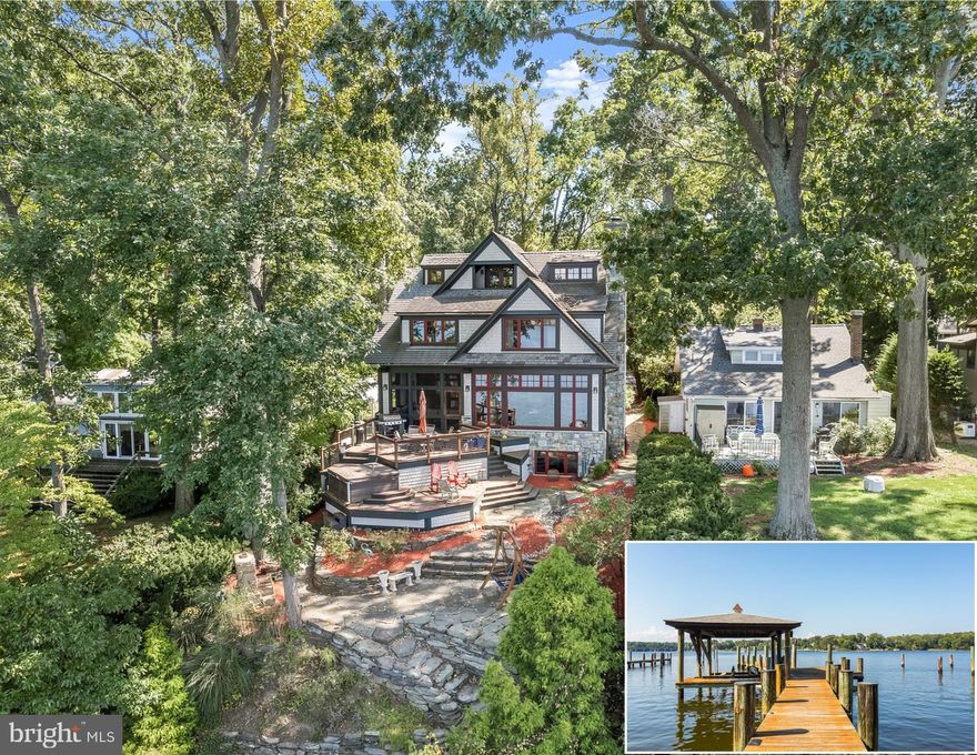 Exquisite waterfront property in Edgewater available for rent. Truly unique and custom waterfront home on the highly sought-after South River with expansive views.  Deep water extensive pier system with multiple boat lifts and slips, including a covered slip.  No details have been spared in this spectacular four-level home, chef's kitchen with commercial grade appliances, a luxurious owner's suite, a complete home theater system, a separate in-law or guest house with kitchenette and full bath, a whole home generator backup system, geothermal HVAC system, radiant heated flooring in the lower level, the home was built with elevator shaft so an elevator can be added, smart home automation system, patio with outdoor fireplace and cooking grill, hot tub, deck, and enclosed porch.  Just minutes to Annapolis, restaurants, and shopping.   Please note that the estimated square footage includes the guest house living area, and the total bed and bath count includes the guest house bedroom and bathroom.