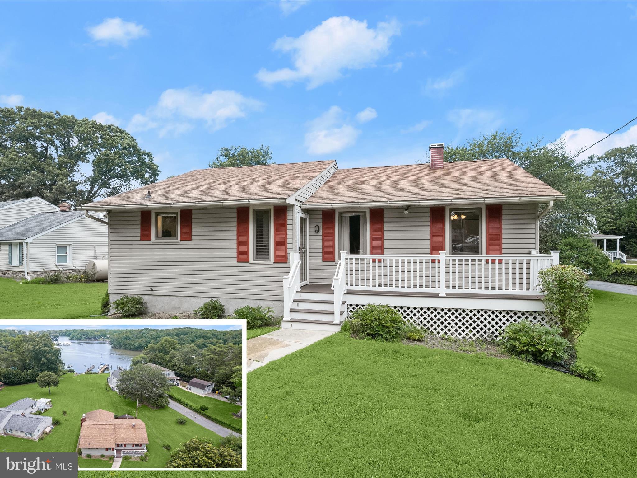 Nestled along the serene waters of Rock Creek, just off the Patapsco River, this waterfront retreat offers stunning views, 10 feet of private shoreline, and coveted riparian rights. Thoughtfully designed to embrace its natural surroundings, the home invites you to relax and recharge in a setting that feels like a vacation yet remains close to everyday conveniences. Step inside to an open-concept living and dining area, where gleaming floors and a cozy brick fireplace create a warm, inviting atmosphere. A wall of windows and a sliding glass door frame the water view and lead into an expansive enclosed sunroom, where a wood-planked cathedral ceiling and walls of glass surround you with panoramic views of the water year-round. The kitchen, featuring classic white cabinetry, sleek appliances, and hardwood flooring, connects seamlessly to the main living area, ideal for everyday living and entertaining alike. The main-level primary bedroom is a private haven, complete with its own sliding glass door to the deck, allowing you to wake up to peaceful water views. The en-suite bath offers convenience and comfort, while two additional bedrooms and a second full bath round out this level. A spiral staircase leads to the finished lower level, where a second brick fireplace with an insert anchors a spacious family room. Another sliding glass door opens to the patio and backyard, creating an easy indoor-outdoor flow. Entertain effortlessly from the built-in bar or retreat to the finished bonus room, perfect as an office, fitness room, or creative space. The generous utility room offers laundry and ample storage.
Outside, the deck overlooks a lush, gently sloping backyard that leads directly to the water’s edge, an ideal spot for launching a kayak, fishing, or simply soaking in the view. The property also includes a covered patio for shaded outdoor relaxation and a storage shed for tools, water gear, or seasonal items.
With Fort Smallwood Park, local trails, boat ramps, and playgrounds just minutes away, this home offers a lifestyle of tranquility, recreation, and connection to nature. Whether you're looking for a weekend escape or a year-round waterfront sanctuary, this property delivers timeless charm, beautiful scenery, and a front-row seat to life on the water.