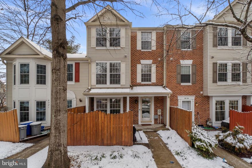 Welcome to 6025 Weekend Way, ideally situated in the heart of Columbia. This beautifully renovated three-level townhome blends modern upgrades with exceptional convenience. Step inside from the covered front porch to a bright, inviting main level featuring stylish flooring throughout. The updated kitchen showcases granite countertops, sleek cabinetry, stainless steel appliances, and a pantry for ample storage. The open-concept dining and living areas are filled with natural light, creating a seamless flow perfect for everyday living and entertaining. A tastefully updated powder room completes the main level.
The second floor offers two spacious bedrooms, a fully renovated hall bath, and a large walk-in laundry room for added convenience. The entire third level is dedicated to the private primary suite, featuring a generous layout, a beautifully renovated ensuite bath with a soaking tub, and a custom walk-in closet with built-in organization. Attic access provides additional storage space. Enjoy relaxing or entertaining outdoors on the covered front porch, ideal for morning coffee or unwinding in the evening. Located just moments from shopping and dining at The Mall in Columbia, as well as concerts, dining, and year-round events at Merriweather, this home offers easy access to everything Columbia has to offer. Updated, thoughtfully designed, and perfectly located, this one is ready to impress.