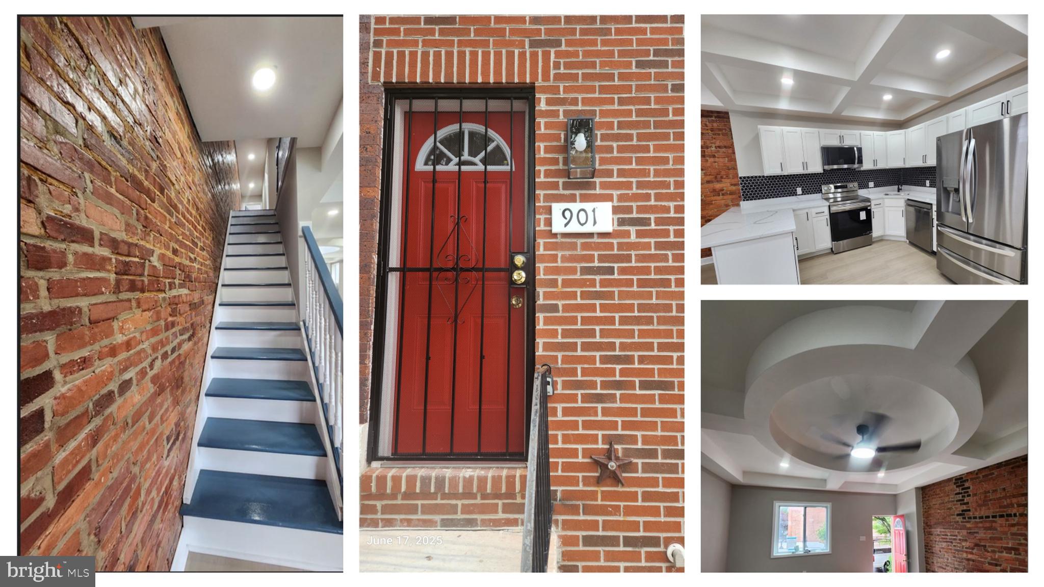 Beautifully renovated top-to-bottom, four-bedroom, three-and-a-half-bathroom End-unit Townhome waiting for you to call home. You will be welcomed by an open-floor concept hard-wood floored main level with stunning living room, embellished ceilings with recessed lights, a large, designated dining area and newly installed kitchen featuring custom kitchen backsplash and stainless appliances topped by large white cabinets and countertops. A half-bath completes this floor for convenience and there is plenty of natural light. Large blue stairways to the upper level open to 3 bedrooms and 2 full baths. The vaulted large ensuite master bedroom and then two other generously sized bedrooms that share the modern classic hall-way full bath. Lower level offers a large recreational area, a 4th bedroom, full bath, a designated living area and plenty of storage spaces. New roof in 2024. New HVAC, Water heater and electrical 2025. Fully permitted. Walkout stairs to the exterior to a generous backyard for your grill and outdoor needs. Off street parking on the side and front for 5+ cars. Dazzling night with streetlights exude an enchanting experience. An Amazing location close to Johns Hopkins Hospital & University, University of Maryland Baltimore and University of Baltimore. Convenient to bus transportation, Metro, Downtown and major highways. Schedule your showing today.