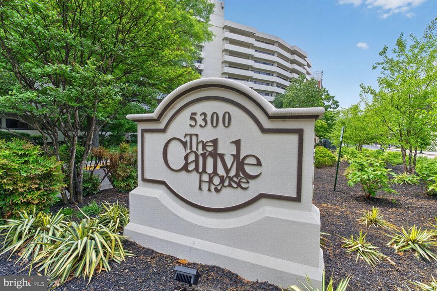 Light and bright south-facing 2BR/2BA with 1,232 sq ft and a large private balcony. The high floor makes the condo private and quiet. Natural light pours in throughout the day thanks to its southern exposure and floor to ceiling windows. Garage parking plus an extra storage room.

The open living and dining area features wood floors and connects directly to the balcony — ideal for everyday living and easy entertaining. The kitchen includes stainless steel appliances and flows seamlessly into the main space.

Both bedrooms are generously sized, including a primary suite with its own full bath and walk in closet. Smart layout, great light, and comfortable living space.

The Building: Carlyle House is a secure, professionally managed high-rise offering a full amenity package, including a staffed front desk, outdoor pool, fitness center, sauna, tennis and sport courts, party room, and garage parking. Conveniently located along Columbia Pike with bus service at the front door and easy access to Pentagon City, DC, and major commuter routes.