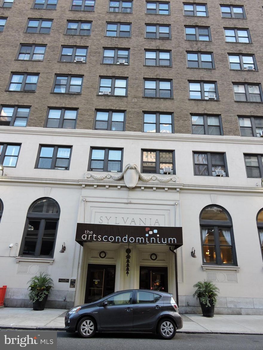 FOR SALE: Studio at the Arts Condominium -- situated just off of Center City East and the Avenue of the Arts. Beautiful laminate floors and freshly painted! Located across from the Academy of Music, the Arts Condominium features: a grand lobby, a fitness center, on-site laundry facility, 24/7 lobby attendant and cable ready units. Condo fee includes electric, heat, water, fitness center and Comcast/Xfinity Performance Internet (resident responsible for Cable TV, if they opt for it). Free wireless Internet in lobby. On site bicycle parking for additional fee. Community room. Pet friendly building (1 cat or 1 dog; 40 lb limit).