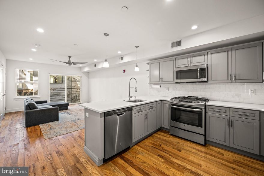 Sun Filled, 862 square foot, 1-bedroom condominium in a boutique 3-unit building just off Fairmount Avenue.  Welcome to this beautifully maintained open floor plan home with hardwood floors throughout the entire residence.  The oversized kitchen offers a fantastic amount of counter space and cabinetry as well as a 5-burner gas stove,and  side-by-side refrigerator/freezer with water and ice feature.  The very comfortable living space offers 2 closets and a large window to let that light shine! The tiled bath is accessed via the hallway or through the bedroom.  The Bedroom has amazing light and wonderful walk-in closet.  The location allows the owner to access the Broad Street Line to get them to City Hall in minutes, or get to the stadium to watch the games - GO BIRDS!  Minutes from the excitement of Fairmount Avenue with an absolute smorgasbord of different cuisines such as Bar Hygge, Vineyards Cafe,  Tela's Market & Kitchen, South , Osteria, and so many more!  You like to cook, the location is minutes from Aldi and Giant Food Markets.  Close to Temple University main campus via the Broad Street Line, Penn and Drexel with a transfer at City Hall,  or Community College of Philadelphia.