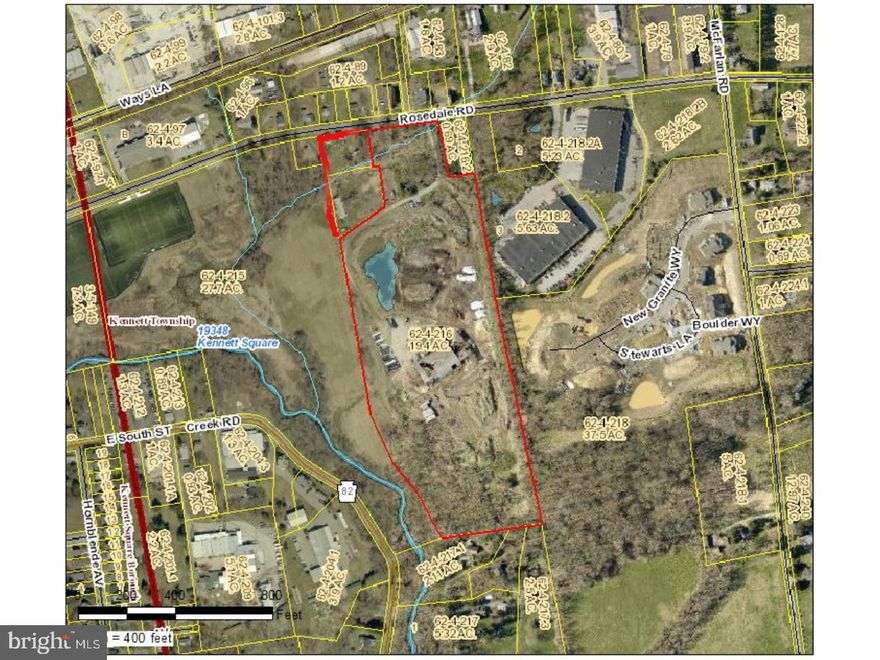 This 21 acre lot has subdivision possibilities for single family homes or townhouses. Public water, sewer and natural gas are all available to the property. You will need to discuss those items with the township for actual details. There is a pumping station on the property that will need to be updated in order to have access to future lots. Please discuss that issue with the township. This property adjoins the Granite Ridge development. Within walking distance to the High School Sports Fields, the Creamery and the Kennett Pool. Consists of 3 Tax Parcel numbers 62-04-216, 216.1, & 216.3. All total 21.3 acres+/-. The single family home and part of the utility building will be demolished very soon. The seller's disclosure and lead paint forms reflect those buildings on the property.