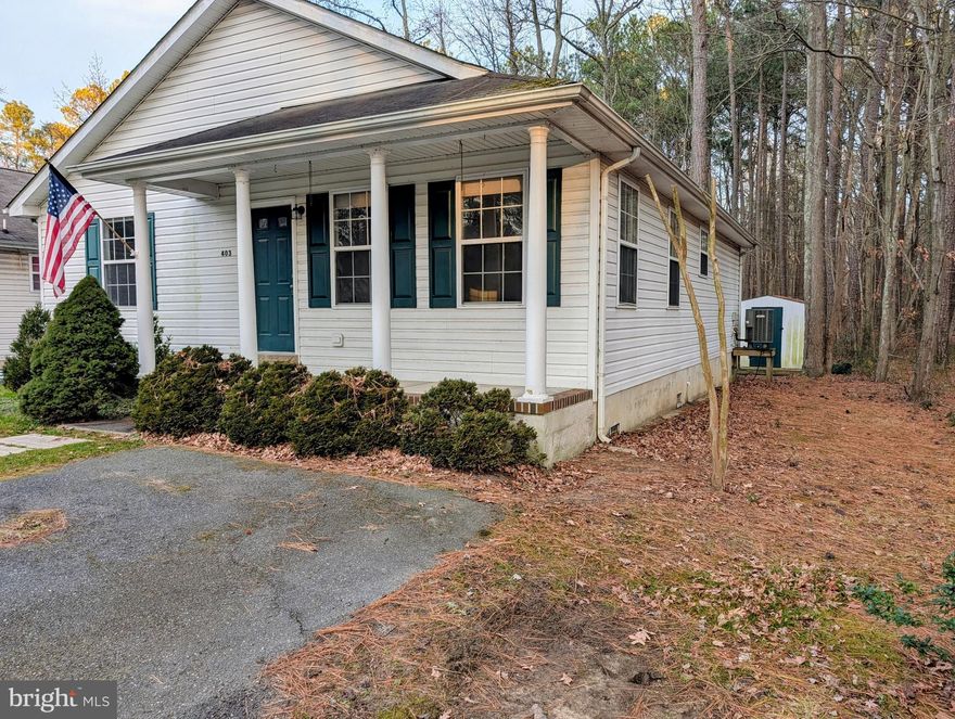 Hurry!  Clean ranch featuring 3 brs, 2 baths, cozy front porch sited on wooded lot with not much grass to cut.  Very low maintenance, shed.  Walk to park and very close to kayak rentals, marinas, restaurants and shopping.