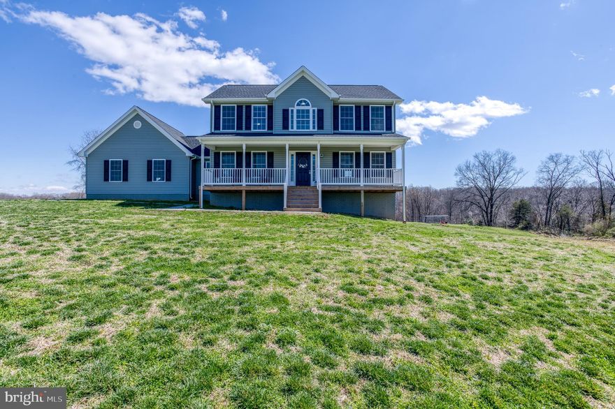 Like New Home on 10.2 acres! Plenty of privacy and room for outdoor activities.  The main level offers a living room, kitchen with granite counter tops and stainless-steel appliances.  There is a separate dining room off of the kitchen for those special gatherings, half bathroom and spacious mud/laundry room off of the garage.  Upper level offers 3 bedrooms and 2 bathrooms.  The primary bedroom includes a sitting area, 2 walk in closets and large primary bathroom with soaking tub, walk in shower, separate vanities and tile flooring.  Large rear deck for outdoor entertaining that overlooks the grand back yard.   Full walk out basement with rough in for a 3rd bathroom offers lots of room for expansion. This is a must see, great for the outdoor enthusiast or gardener.