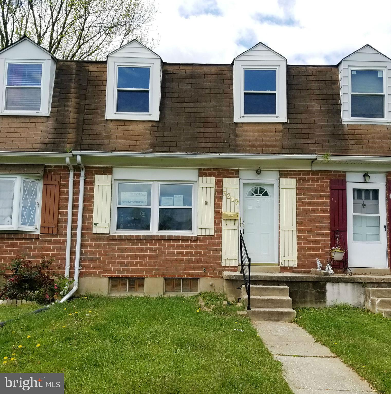 HUD Owned Home, case number 241-824194. HUD Homes are sold "as is," FHA insurable with repair escrow, subject to appraisal. Fantastic foreclosure opportunity in the well established neighborhood of Patapsco Terrace. Enjoy nice room sizes, carpet floors in living room and master bedroom, wood floors in upper level bedrooms and nice county kitchen that opens to a covered deck overlooking the spacious back yard with parking pad. The finished basement has a large family room and a separate utility room. Great location - near Riverview Par, Walmart Supercenter, and schools. Easy access to major roads such as I-695 and I -895.