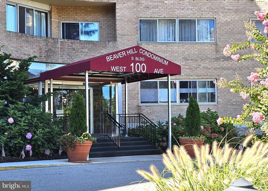 Beaver Hill South 1BR, 1BA Penthouse condo in the heart of Jenkintown Borough!  This unit and balcony with great views is open and bright.  We are confident that you will love the updated kitchen as soon as you enter the unit!  There is plenty of closet space, and an additonal spacious storage unit on the lower level. You will probably want to replace the floors to make this a top notch condo and we are priced accordingly!  Beaver Hill amenities include ample closet space, a lower-level storage unit, laundry on each floor, and a community pool for an extra fee.  There is a beautiful Community Room, which is available to rent for a special occasion.  The community provides security, doorpersons, and well-maintained common areas. It is conveniently located near major transportation, shopping, dining, and a warm weather farmers’ market, and the Jenkintown Train Station, just down the street, provides easy access to Philadelphia, Trenton, and the airport. Pets are not permitted.