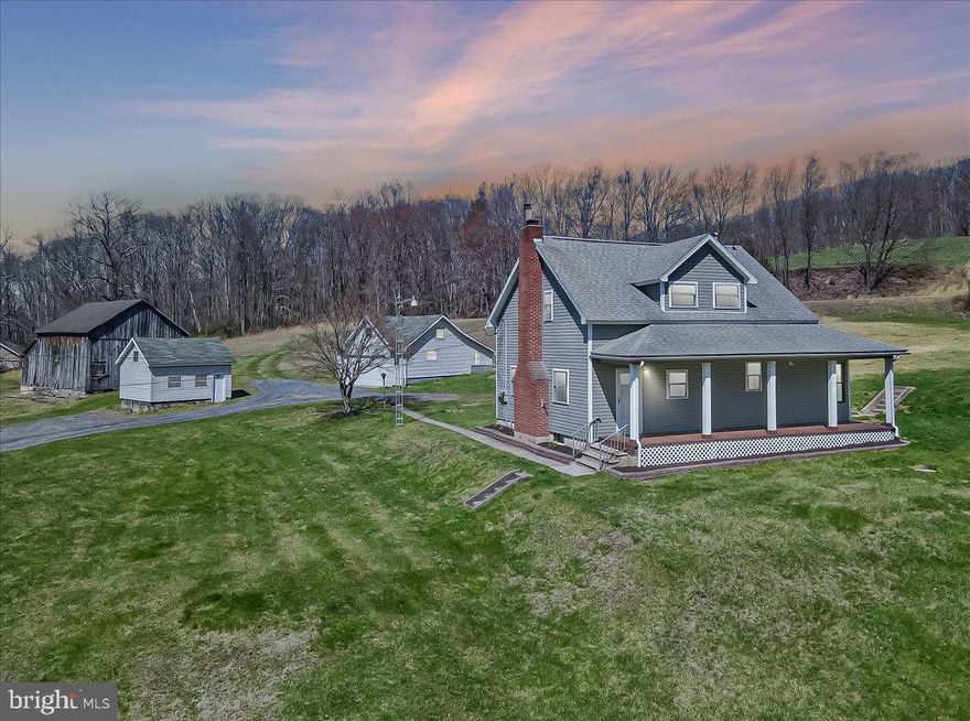 HIGHEST AND BEST OFFERS DUE BY TUESDAY, 4/22 AT 5PM. Nestled on over 9 serene acres, this beautifully remodeled 3BR, 1.5BA Cape Cod is a nature lover's dream! With a picturesque stream right out your front door, a barn, large storage building, detached 2-car garage with workshop and walk-up attic, and rolling fields stretching out back—this property is the ultimate countryside escape for homesteaders, hobbyists, or outdoor enthusiasts. 

Step inside and feel right at home with stylish Pergo flooring throughout the main level and a bright, airy layout. The updated kitchen features soft-close white cabinetry, gleaming granite countertops, and stainless steel appliances—perfect for home chefs and entertainers alike. Just off the kitchen, the sunroom offers great potential to be finished into a cozy year-round retreat or used for additional storage.

An inviting office space with generous closet storage and a convenient powder room is ideal for remote work or a first-floor guest space. Upstairs, you'll find three charming bedrooms, 2 with attractive laminate flooring and 1 with plush carpeting, and a modern full bath featuring an oversized vanity and sleek walk-in shower.

Enjoy year-round comfort with energy-efficient mini split units for both heating and cooling. The lower level offers ample storage, laundry area, and even a bonus shower and vanity. Plus, the home is equipped with 200 amp electric service and a supplemental coal stove for added warmth.

The property's spring-fed well provides crisp, clean drinking water, and its ideal location—just minutes from Route 33—offers quick access to both the Pocono Mountains and Lehigh Valley. Less than 5 minutes to the Appalachian Trail, Blue Ridge Flea Market, and other nearby attractions.

If you've been dreaming of peaceful country living with modern amenities and endless outdoor possibilities, this special home is calling your name!