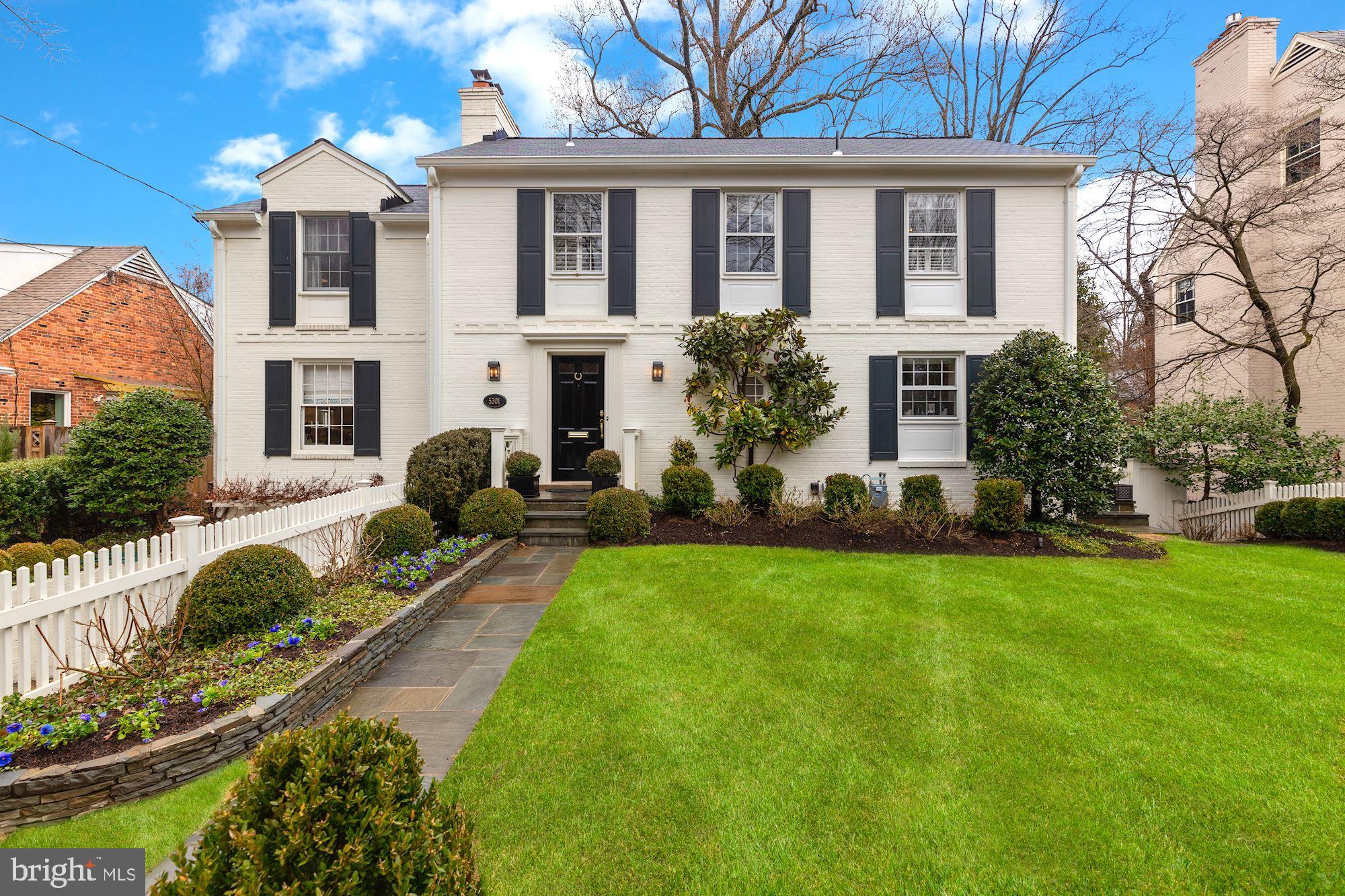 Spacious 5 Bedroom, 3.5 Bath Colonial in Westmoreland Hills. Large Living Room with wood-burning Fireplace. Formal Dining Room with built-ins and Tray Ceiling. Family Room with wood-burning Fireplace and French doors to Porch. Eat-In Kitchen with breakfast bar, stainless steel appliances, granite countertops and Breakfast Room. Upper Level with Master Bedroom with vaulted ceiling, walk-in-closet, & en-suite Master Bath with double vanity, marble flooring, and granite countertops. 3 additional Bedrooms & Bath on Upper Level. Walk-out Lower Level includes Garage entry, Recreation Room with built-ins, Fireplace & French doors opening to Terrace, 5th Bedroom with French door to Garden, and en-suite Full Bath. Laundry Room with front- loading Washer & Dryer. Professional & manicured landscaping, outdoor lighting, & picket fence. New in 2017-2018: new slate line roof, new heating & cooling, new gutters, new washer & dryer, new slate patio & deck, & re-lines chimneys. Steps to the 10-acre Westmoreland Park that offers a playground, softball field, basketball court, two tennis courts & access to the Capital Crescent Trail.