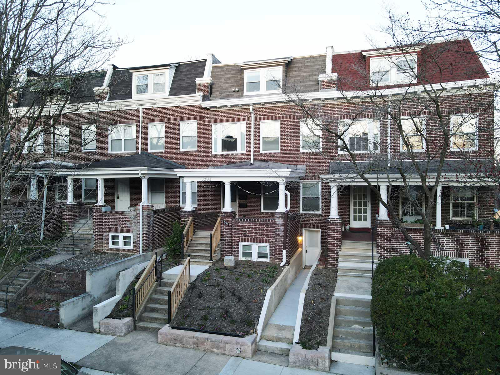 Totally renovated in 2023 with all new appliances, real hardwood floors, large fenced rear yard, comfortable covered front porch. This apartment includes the second floor and third floor of the building. Plentiful closet space. and really nice fully equipped bathrooms and kitchen. The other apt is on the first floor and terrace levels. The front porch and rear yard are shared. Energy efficient appliances include gas fired forced air heat, central air conditioning and electric water heaters. Great location, 1 block from Union Memorial Hospital and 3 blocks from Johns Hopkins University includes private security force by Johns Hopkins to keep the area safe and protected. Charles Village Saturday Farmer's Market is every Saturday morning, just 2 blocks away. Charles Village Shopping District, including a grocery store, CVS Pharmacy, restaurants, etc. are just 2 short blocks away. Local property owner/manager is responsive.