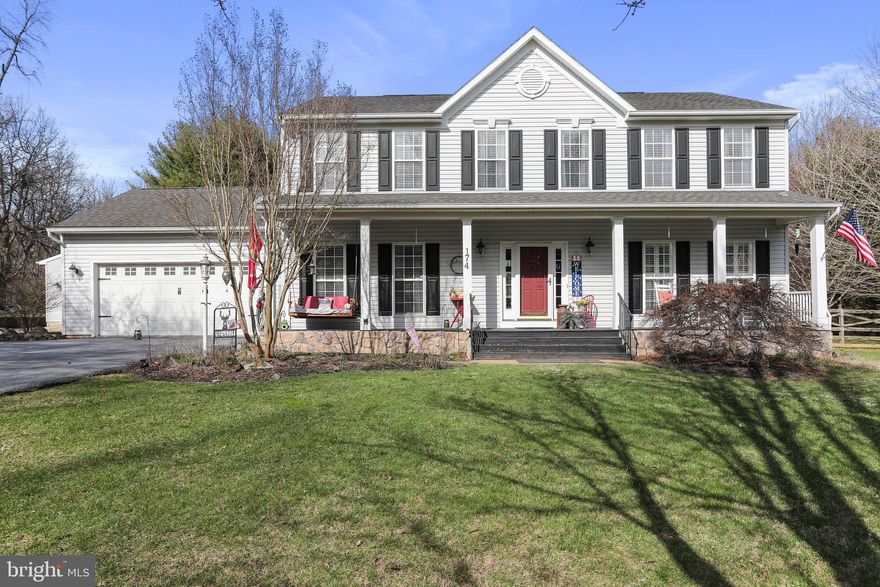 Multiple offers received.  Highest and Best deadline set for 9 pm  on Friday.  The Sellers reserve the right to accept an offer before the deadline. 
Welcome to your dream home nestled in a serene, partly wooded lot offering  privacy and tranquility. This stunning 4 bedroom, 3 1/2 bath house has over 3500 sq ft of living space, thoughtfully designed for comfort and style.  The full front porch welcomes you inside this warm Colonial.  As you step inside the foyer, your eyes will be drawn through the home to the stunning views of the rear yard. Once inside, you will find a generous sized kitchen featuring newer appliances, ample granite counter space, and a convenient breakfast bar. Prepare delicious meals while enjoying views of the lush backyard through the kitchen window or back slider. The family room and living room offer wonderful natural light and the warmth of a propane fire place for cold winter nights.  The custom Crawford ceiling and wooden window blinds make this space feel unique and inviting.  There is a good sized room at the front entry to use for a dining room, office space or even a kids play room.  Step outside from the kitchen to the huge rear deck (16' x 28') which is less than 3 years old and offers a covered portion for hot summer days and wet weather.  Relax and unwind out there, BBQ with friends, enjoy the fire pit or just take in the peaceful surroundings and wildlife. As you head upstairs you will find the large primary bedroom with a nice sized walk in closet and an ensuite that welcomes you with a stylish barn door.  You'll have everything you need to unwind from the day with upgraded double sinks, a stall shower and a deep soaking jetted tub. Three additional carpeted bedrooms offer plenty of space for family or guests, each boasting its own ceiling fan and light combination. Entertain in style in the finished basement, equipped with a huge bar area including a Kegerator and beverage refrigerator.  This bar area and rec room offer plenty of room for guests to gather, to play games or to enjoy movie nights.   The lower level also has a full bathroom and a finished bonus room that you could use for crafts, an office, kids play room or even storage. Heading out back you will notice the approximate half acre fenced-in backyard that provides a safe and secure space for children and pets to play.  Beyond the fence you will find the tranquility you didn't know you needed.  As you walk through the mature pines, you will feel like you are in a magical forest from a Disney movie. This area is flat and private and perfect for horse owners.  An added bonus are the two metal carports (15' x 35') that are large enough to house an RV and  boat. The attached garage is a good size at 21' x 23' and is perfect for convenience and storage.  For the car enthusiast or hobbyist, a separate 2 car detached garage (32' x 24') provides ample space for extra cars, lawn equipment or fun recreational vehicles.  The detached garage has it's own 200 amp electric panel, window a/c units and an upper level for storage for all your needs.  If you own an RV or have dreamed about owning one, there is an electric outlet on the left side of the detached garage for your convenience. This house truly has is all.  It's located in a smaller community and offers the perfect blend of comfort, convenience, and privacy. Don't miss your chance to make this your forever home! Schedule your private showing today.