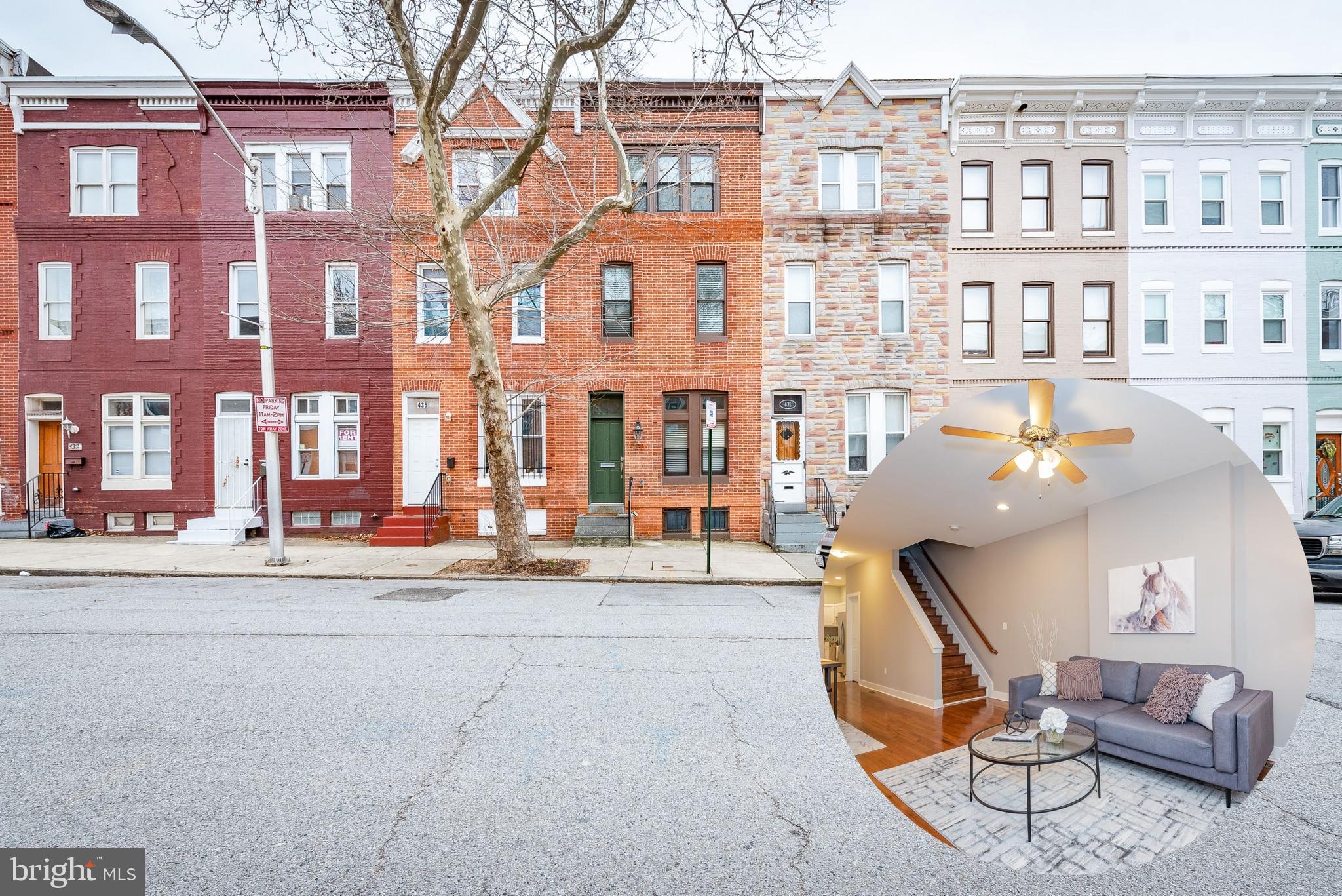 Welcome to 433 E Lanvale Street, a beautifully renovated historic rowhome nestled in a vibrant and sought-after neighborhood. This exquisite property seamlessly blends classic charm with modern amenities, offering an unparalleled living experience. With 3 spacious bedrooms and 2.5 bathrooms, each filled with natural light, this home provides a serene retreat from the hustle and bustle of city life. The open floor plan allows the living and dining areas to flow seamlessly. The renovated kitchen is complete with stainless steel appliances, granite countertops, and offers access to the private rear patio. The second floor features two generously sized bedrooms and a well-appointed bathroom. The third floor is a luxurious primary suite complete with a private ensuite bathroom and a walk-in closet. This property is located just moments away from popular dining, shopping, and entertainment options including Guilford Hall Brewing and The Lyric Theater. Easy access to major highways and public transportation, including Penn Station, make commuting a breeze. Don’t miss your chance to own a piece of Baltimore’s rich history with this stunning home... Schedule a private showing today!