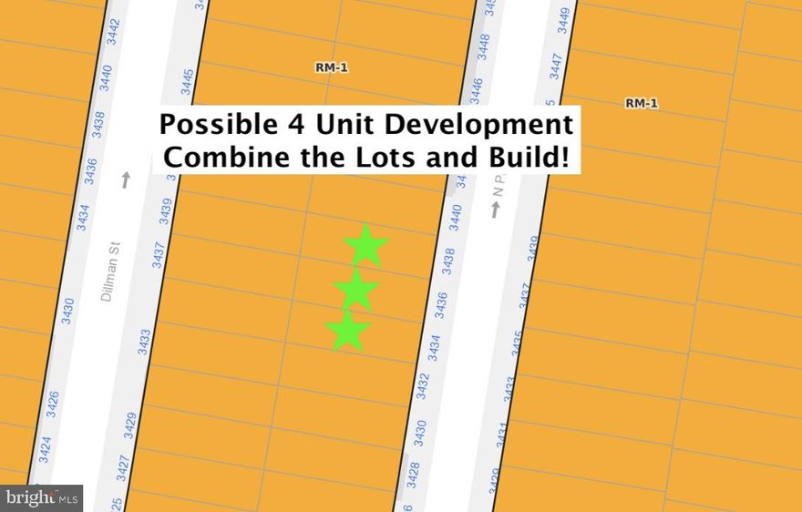POSSIBLE 4-UNIT DEVELOPMENT!  ATTENTION Investors and Builders!! Incredible 3 LOT PACKAGE (total 39 feet wide x 40 feet deep) in one of the fastest-growing zip codes in Philadelphia! LOCATION, LOCATION, LOCATION — get in now while you still can. This area is booming with new construction and development. Combine the lots and build — rare opportunity with serious upside! Bring your offers fast — this one won’t last long!