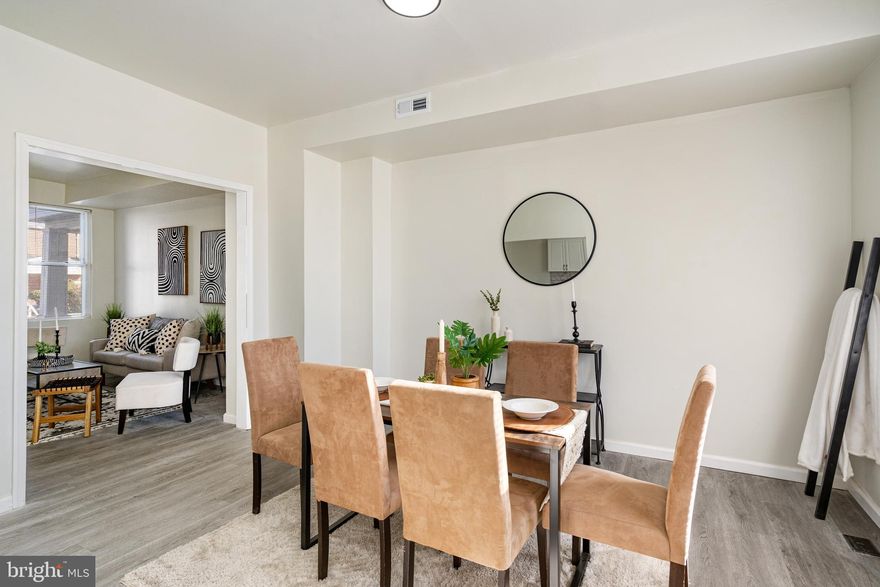 Welcome to this beautifully updated covered porch front brick rowhome, where modern updates meet timeless charm. Step inside and be greeted by brand-new LVP floors and an open-concept living area, perfect for entertaining and everyday living. The spacious living room flows seamlessly into the dining area, creating an inviting space to host family and friends. The kitchen is a standout feature, boasting all-new cabinets, countertops, stainless steel appliances, and a stylish tile backsplash, perfect for cooking and gathering. Upstairs, the spacious primary bedroom provides a cozy retreat, complemented by two additional bedrooms ideal for guests, a home office, or hobbies. The full bathroom features a custom tile surround tub/shower combo, adding a touch of luxury to this beautiful home. The fully finished lower level offers endless possibilities as a recreation room, workout area, or additional living space. Step outside to the back patio, perfect for summer BBQs and entertaining in the fully fenced backyard.  A detached garage allows for convenience and ease of parking! Conveniently located near Belair Road, Route 40, I-95, I-895, Clifton Park, and a variety of restaurants and shops, this home is perfectly positioned for easy living. Don’t miss the opportunity to make this move-in-ready home yours—schedule a showing today!