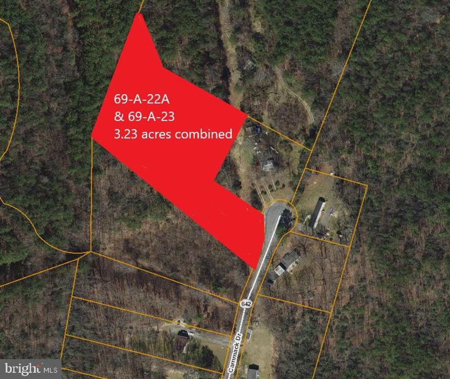 NO HOA!  Property is at end of cul-de-sac  on the left. 

3.26 acres on  cul-de-sac just 2 miles East of I-95 in rapidly growing Ruther Glen. 

Well and septic but seller is unaware of its condition. 

Selling AS IS WHERE IS. 

Offering two separate lots, sharing a line (69-A-22A + 69-A-23) totaling 3.26 acres. Because the lots are adjacent, land can be redistributed equally between the two if the new owner wants to.