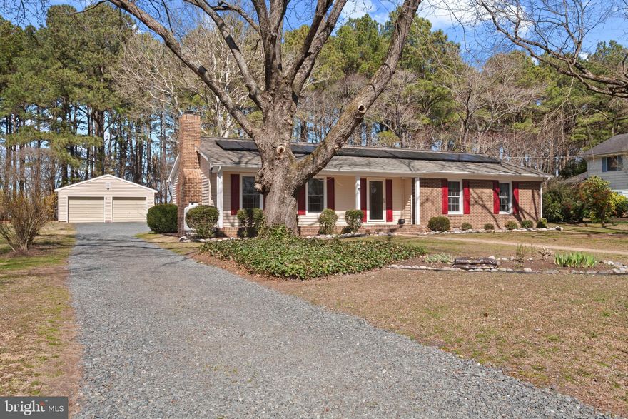 **Multiple offers received. Best and final offers are due no later than 5pm on Tuesday 3/19.**  Brick front rancher with  granite counter tops and kitchen cabinets completed by Kitchen Concepts accompanied by stainless steel appliances that include: range, refrigerator, dishwasher and microwave. Pella replacement windows throughout the home. Living room with gas fireplace (serviced annually), dining room and primary bedroom all have oak hardwood flooring (and hardwood under the carpet in the 2 guest bedrooms). The primary bath and full hall bath have both been updated with tile and quartz vanity tops. Heat pump serviced annually, and water heater replaced in September 2023. Oversized two car detached garage with garage door openers and new shed. Solar panels are subject to a power purchase agreement.