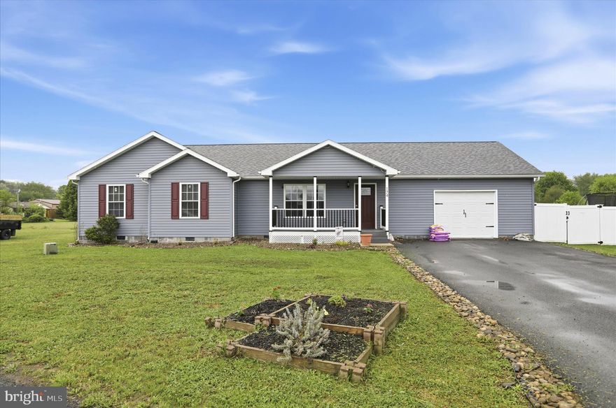 Welcome to easy living in the highly sought-after town of Fort Ashby! Built in 2019, this beautiful 3 bedroom, 2 bathroom home offers the convenience of single-level living with a modern open floor plan perfect for everyday life and entertaining. The spacious kitchen flows seamlessly into the living room and dining area, creating a bright and inviting space for family and guests.
Step outside to enjoy the completely fenced-in, flat backyard featuring a pavilion for relaxing or hosting gatherings, along with raised garden beds ready for your flowers, vegetables, or herbs. A 1-car attached garage adds extra convenience and storage.
Located in a wonderful walking neighborhood, this home is just minutes from Northrop Grumman, IBM, and many other major employers, while still being close to local restaurants, shopping, and small-town charm. A perfect blend of comfort, convenience, and location!
