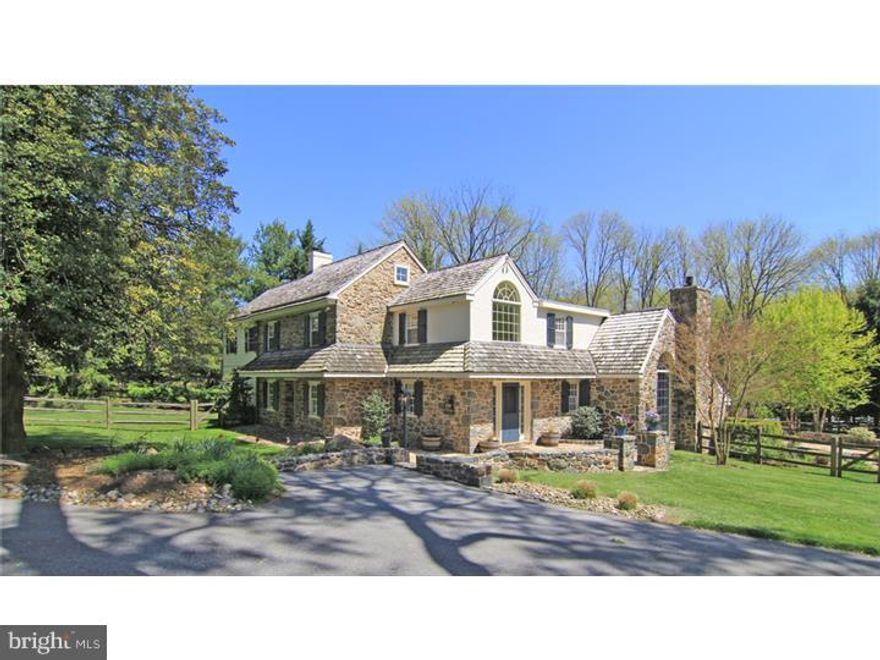 Indian Rock Farm is an exquisite mini estate beautifully situated in the Radnor Hunt section of Easttown.  This property offers the ultimate in tranquil country living, yet ideally located within 5 min of train, shopping & schools. The original 1780 stone main house & separate guest house have been completely renovated with a level of craftsmanship rarely seen today. Offering over 6,700 sq feet of combined living space, the main house features sunrise to sunset views from the kitchen with breakfast room overlooking the stunning great room & pool, a living room with original walk-in fireplace, formal dining room, foyer with heated floors and 1st floor study. Upstairs, enjoy a fabulous master suite (new limestone bath, walk-in closet & library suite), plus 3 other bright bedrooms, each with personal bath & 2nd floor laundry room. Charming guest house(2,200 sq. ft, 3 bedrooms, 1.5 baths, garage & gym) is perfect for in-laws, Au-pair or art studio. Spectacular grounds/views, stone patios, pool & spring house with changing room & half bath complete this unmatched property.