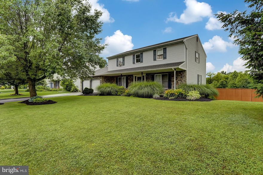 Welcome to this well maintained 4 bedroom home located in the Maidencreek development with easy access to Reading or Allentown.  Great curb appeal is the first thing you'll notice before you even step out of the car, all due to the eye-catching grey stone exterior front, large shade tree and nicely manicured landscaping.  Once inside, you're sure to appreciate the brand NEW neutral carpet throughout the entire 1st and 2nd floors as well as the stairway.  The formal living room is to the right of the foyer entrance and the dining room is to the left and flows into the eat-in kitchen area.  There is a very large laundry/pantry room off the kitchen on one end and the other end of the kitchen opens to the family room with skylights and a gas fireplace.  The entire length of the back of the house is an awesome multi-tiered deck which you can get to from either the family room sliders or the French doors located in the kitchen or a door from the laundry room.  The deck offers a retractable awning so you can enjoy your backyard summer fun either in the sun or shade.  The best part about this yard is the above ground pool and and large back yard.  Or perhaps the best part is that it backs up a private tree lined boarder with no neighbors behind you.  You decide.  Back inside and up stairs is where you'll find the Master Bedroom with a large walk-in closet and full private bath.  There are 3 more nice sized bedrooms and a full hall bath on this level.  The lower level was finished only 1 year ago and offers another over 600 sq ft of living space not included in the above sq ft.  This area provides a generous game room/rec room and another finished 'bonus' room perfect for an office, hobby room, weight room or another hangout room plus a large unfinished section for plenty of storage with a work bench that remains.  This room also houses the energy efficient hvac plus the brand NEW energy efficient hot water heater.  The radon system is only 1 year old.  This home has a lot to offer at this price so be sure to check it out quickly!