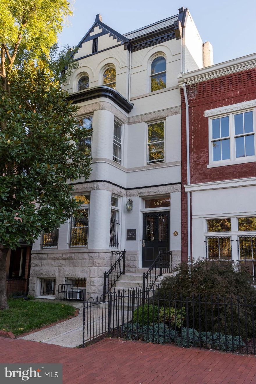 RARE OPPORTUNITY. HISTORIC GEM -- 4-LEVEL VICTORIAN OFFICE BUILDING FACING STANTON PARK. Walk to Union Station Metro, US Capitol, restaurants. Superb condition. Ideal layout with waiting area, 9 private and 4 open offices, large conference room, kitchen, 2 parking spaces off alley. Professionally measured at 4,140 square feet.