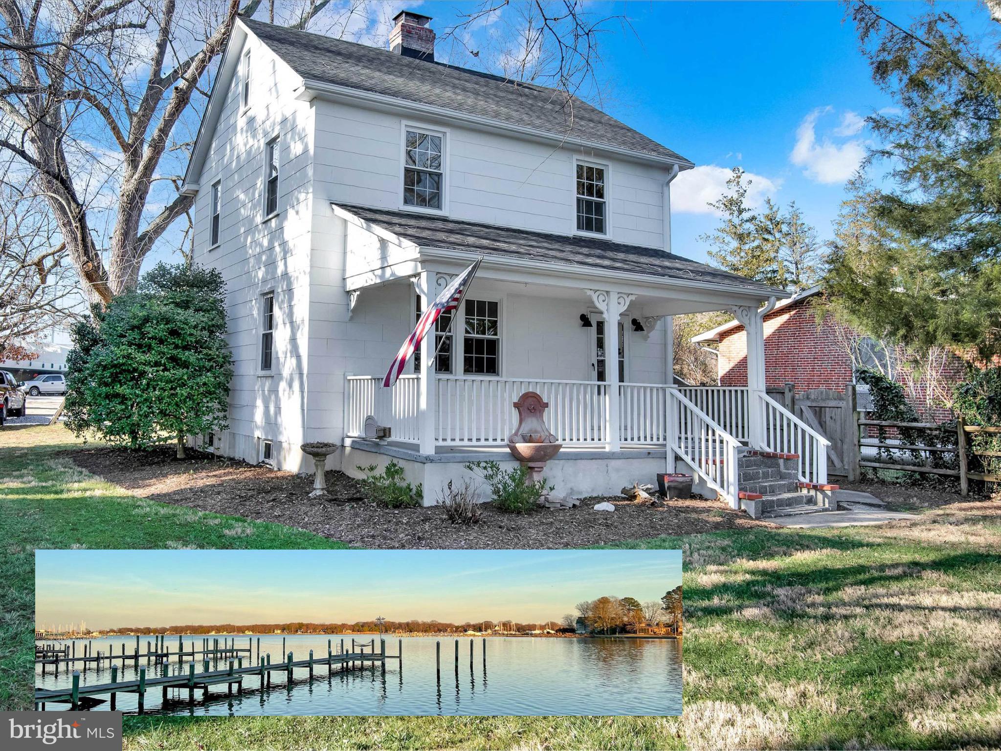 Charming 1920’s waterfront home with beautiful views of the West River in Galesville. Enjoy your morning coffee on the waterfront porch. 3 bedrooms, 1 full bath, hardwood floors throughout. Updated kitchen w/ new appliances, quartz counters and separate dining room. Living room features a brick fireplace. Lawn maintenance and landscaping beds are professionally maintained and included in the rent. Large basement with washer/dryer plus walk up attic, and spacious storage shed. Located in a private marina, immediate lawn is for the tenants use. Just minutes from Galesville restaurants, art shops, pickle ball courts, and community pier. Memberships available at West River Sailing Club and West River Yacht Harbour waterfront pool. 15 minutes to Edgewater, 20 minutes to Annapolis, and 30 minutes to D.C. Beltway. Pets case by case, no smoking.