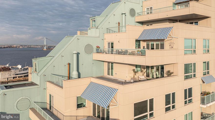 Take in the unparalleled  views from every window in your new condominium home at The Residences at Dockside.  Amazing 925 sq ft  oversized Terrace !
Unit 1102 is a very spacious 3 bedroom with 2.5 baths, corner unit on the 11th floor with1912 sq. ft.  with fantastic  Center City and  Water Views, showcasing the city skyline! Enjoy your outside wrap around 925 sq. ft. semi covered terrace with access from both the living room and kitchen.  This wonderful open floor plan design allows for easy one floor living.  The gourmet kitchen features new hardwood floors, new GE appliances, granite countertops and light-colored cabinets.  Enjoy spacious bedrooms with ample closet/storage space, and you primary suite has additional an  terrace accessed by both the primary and 2 bedroom.  Convenient assigned indoor parking with complimentary visitor parking and a weekday shuttle service. 
 Experience urban Philadelphia waterfront condo living the way it should be with a full menu of luxury amenities waiting for you every day, right at home.  Work out in the brand new, state-of-the-art fitness center or take a dip in the sparkling indoor swimming pool and hot tub.  With the special touches you’d expect at a resort, along with all the convenience & security of a gated residential property. 

Shown By Appointment Only