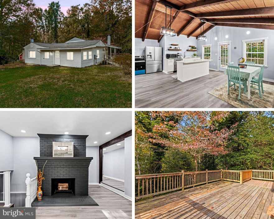 Welcome to 12248 Clementine Ln, a beautifully renovated 4-bedroom, 3½-bath home offering the perfect blend of modern updates, rustic charm, and everyday functionality. Set on almost 2 private acres, this property is ideal for anyone who wants space, privacy, and flexibility—without giving up convenience.
Step inside to find LVP flooring throughout, fresh paint, and a bright open-concept kitchen featuring quartz countertops, a large island, open shelving, and all-new stainless steel appliances. The vaulted wood-beam ceilings and painted brick fireplace bring a touch of warmth and character, while the updated bathrooms and new systems mean peace of mind for years to come.
You’ll love the four decks—perfect for relaxing, entertaining, or just enjoying the quiet natural surroundings. The partial basement offers laundry space and a multi-purpose room that can serve as a craft studio, home office, or play area.
Recent major updates include a new roof, HVAC, windows, electrical, and a new distribution box (installed Dec 2024)—so all the big work has been done for you. Outside, you’ll find four additional sheds and workshops, ideal for hobbies, storage, or small homestead uses such as gardening or keeping a few backyard chickens.
Whether you’re a growing family, downsizer seeking single-level living with extra space, or an investor looking for a strong rental or multi-use property, this home offers incredible value and versatility. Enjoy the peace of country living while staying close to King George amenities and major routes for an easy commute.
Turnkey, spacious, and full of character—this one is ready to welcome you home!