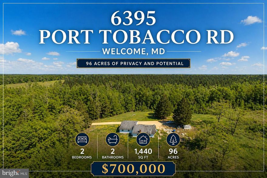 96+ Acres – Land Value Opportunity – Investor/Builder Potential. Rare chance to own 96+ acres of secluded land with significant upside potential. The primary value is in the land. Existing on the property is a 2-bedroom, 2-bath home in need of major renovation. Home is currently tenant-occupied on a month-to-month lease.

A preliminary perc completed in 2006 indicated potential for a 10-lot cluster subdivision; however, it was not recorded and no guarantees are made. The property also has year-to-year hunting rights currently leased to a hunting club. Conveniently located approximately 10 miles from / , this tract offers privacy, acreage, and future possibilities.

Property is being sold strictly as-is. Buyers must perform their own due diligence and verify all information independently, including but not limited to perc testing, zoning, feasibility studies, subdivision potential, utility access, land use restrictions, and all county/state approvals. Motivated sellers—bring all reasonable offers. Showings by appointment only. Do not enter or approach the property without a confirmed appointment with the listing agent.
