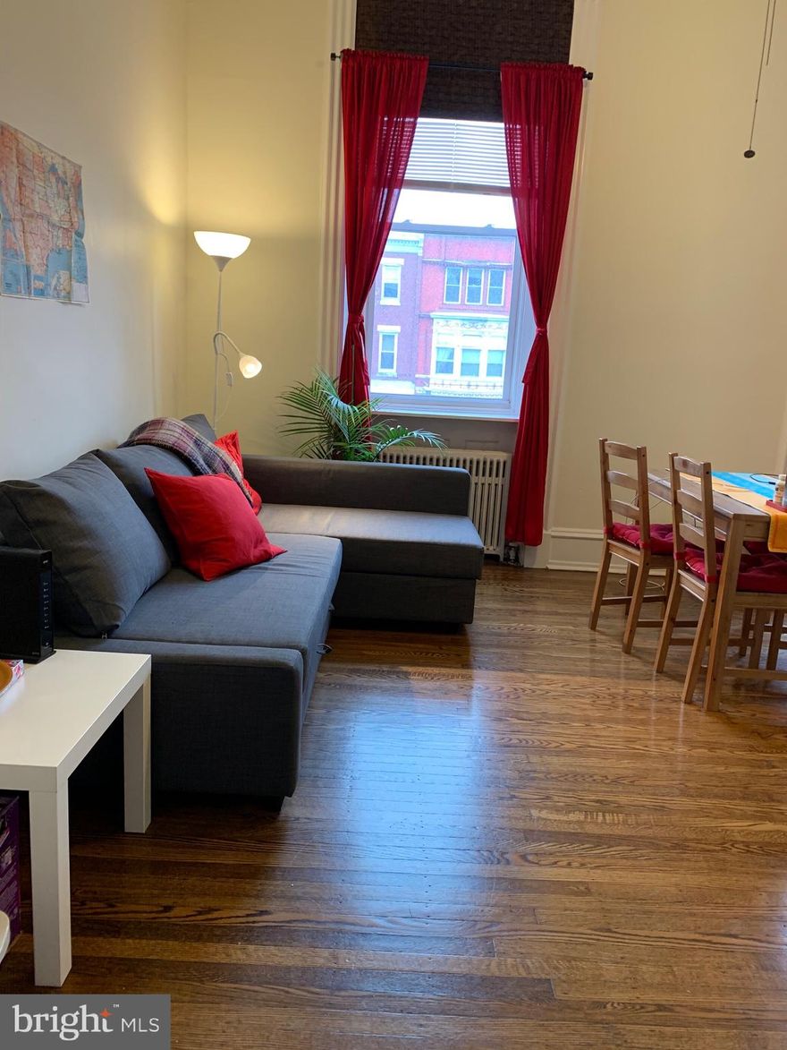 Sunny 1 Bed 1 Bath on Broad St. between Susquehanna and Dauphin right down the street from White Hall and the subway is directly out front!  This quiet brownstone apartment has  beautiful hardwood floors, high ceilings and large windows. The apartment is a short distance from campus. Laundry on site and dedicated lockable storage areas in the basement for each unit are included in the rent. Landlord pays water. Tenant pays electric, gas and wifi. Separately metered.