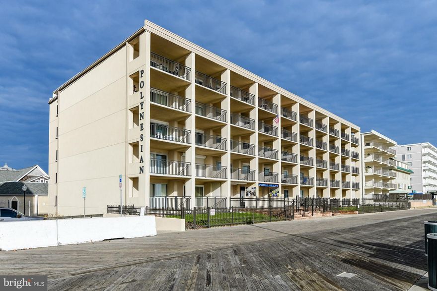DIRECT OCEANFRONT ON THE BOARDWALK! Hard to find oceanfront 1BR 1BA unit at the popular Polynesian Condominium. This unit is well maintained and sold furnished! The bath has been updated and both the HVAC and hot water heater were replaced just 2 years ago!  Fabulous Balcony overlooking the Famous Ocean City Boardwalk and Beach! Great place to sit and just take in all of the sights of Ocean City! 2 storage units in condo lower level. NEW LISTING will go active on Saturday 10/16! If you are interested in this exciting NEW LISTING do not hesitate contact us today! 
(professional pictures to be added)