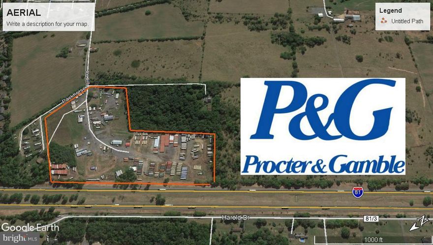 30 Acre Industrial property located on Interstate 81 & adjacent to Proctor & Gamble. The property is fenced and has multiple building including a 3,500 SF and 3,200 SF Pole Barns, Office and a Single Family Residence.  The property is ideal for a Trucking Company, Warehouse  or Storage