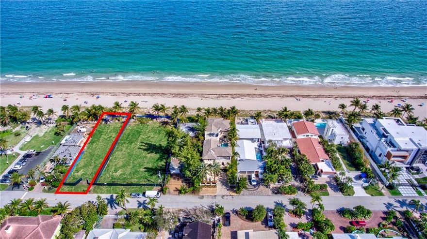 50 feet of direct ocean front on Atlantic Blvd (187 feet deep on the North side and 185 deep on the South side) - one of just 47 ocean front lots in the very exclusive Lauderdale Beach neighborhood.