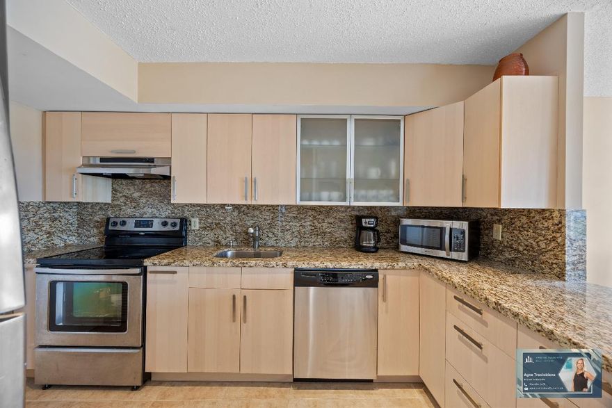 Bright & updated 1BR/1.5BA condo on prestigious Diplomat Pkwy with stunning golf course views! Featuring an open floor plan, abundant natural light, impact windows, updated kitchen with granite counters & stainless steel appliances, and new porcelain tile floors throughout. Enjoy a private balcony, covered parking, and extra storage. Community offers 2 heated pools, gym, sauna, sun deck & fishing pier. HOA includes water, cable, internet & reserves are fully funded. All ages welcome, no rentals. Sold furnished & move-in ready — unbeatable location near beach, Gulfstream & Aventura Mall!