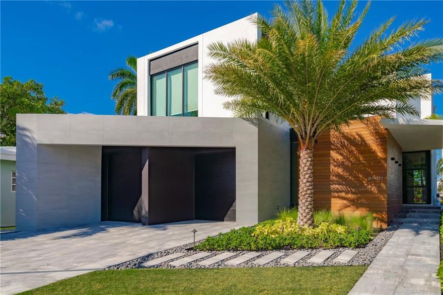 This beautiful new modern estate is located on Sunset Lake w/wide water views & easy ocean access! New seawall & concrete dock for the avid boater. Open floor plan with features that include wet bar w/ fridge & wine cooler, home theater, kitchen with top of the line appliances, gorgeous cabinetry and extra back kitchen. Light and bright with floor to ceiling windows. A floating glass staircase w/ European oak steps leads upstairs to the ensuite guest suites and a large master suite with private balcony, dual walk in closets & water closets and morning bar. Outdoor living space with pool, BBQ & fire table. Home is equipped with natural gas, backup generator, custom landscape lighting, 2 laundry rooms + central vacuum system. 3-car garage w/ room for lifts for possible 6 garage spaces.