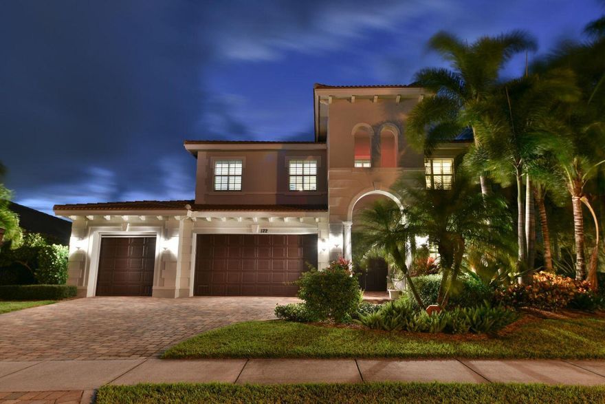 Stunning 5 bed, 3 bath, 3 car garage pool home with den/loft, located in the heart of Jupiter. This stunning lakefront property offers breathtaking sunset views and a true backyard oasis featuring a pool and spa with travertine decking, hybrid grass, tiki hut, and fully equipped outdoor kitchen, wired for TV and cable and perfect for entertaining.
The interior showcases new 30x30 ceramic tile throughout the first floor, a custom built bar, gallery lighting, and a beautifully updated kitchen with white and rose gold GE Cafe appliances. Additional upgrades include a newer A/C, newer pool pump, extended front sitting area, and expanded three car driveway.