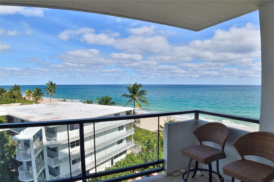 Direct Ocean views greet you the moment you open the door to this fabulous beachfront corner condo in Lauderdale-by-the-Sea, offering ocean views from every window, even the showers. Fully furnished and equipped, this move-in-ready home features an elegant open kitchen with granite countertops, custom wood cabinetry, stainless steel appliances and snack-bar seating. Enjoy the oversized balcony, perfect for breakfast or relaxing while watching the sunrise over the ocean. Both bedrooms are spacious en-suites with walk-in closets for added comfort. The building offers secure fob entry, a heated pool, entertainment room, onsite manager and 1 assigned parking space. Annual rental only, sorry no pets. Laundry located on the first floor of the building.