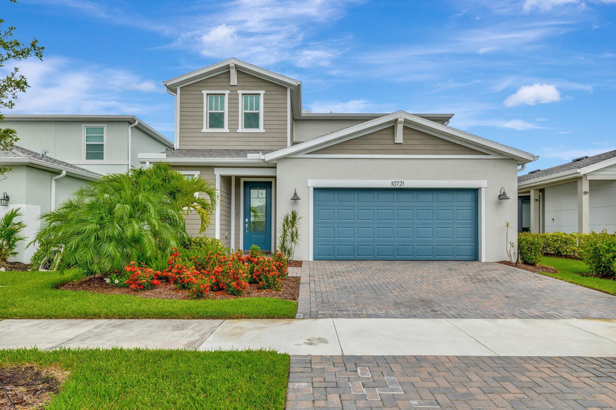 This beautifully constructed CBS home boasts 4 spacious bedrooms and 2.5 bathrooms. This home features an open and airy floor plan, perfect for entertaining with internet included. The first-floor primary suite offers a peaceful retreat with dual walk-in closets and a luxurious en-suite bathroom, complete with a separate shower, and soaking tub. Upstairs, a large, expansive loft provides endless possibilities--perfect for a media room, or play area. The chef-inspired kitchen is a standout, featuring stainless steel appliances, a gas range, large quartz island, and a water filtration system with reverse osmosis. Step outside to your large private backyard with a covered patio. Enjoy the added convenience of a 2-car garage, impact storm protection and solid CBS construction on BOTH levels.