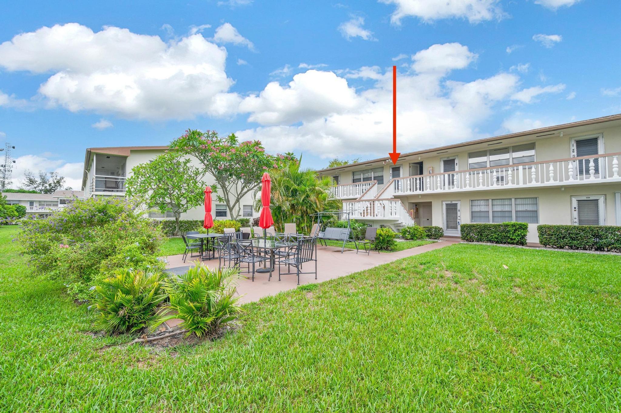 You will love this charming one-bedroom, one-bathroom condo located on the second floor with a delightful garden and patio view from the living room windows. Situated in Century Village, a 55+ age-restricted resort-style community in West Palm Beach, this condo offers convenient access to the community laundry room and additional assigned storage, which are right next door. Owners can rent out their condo after two years. Pet policy allows for two cats or one service/emotional support dog (up to 14'' in height) with a completed veterinarian form and association approval.The community is conveniently close to local beaches, the Intracoastal Waterway, numerous parks, abundant shopping, fabulous restaurants, Palm Beach International Airport, Palm Beach Island, the Turnpike, and I-95.