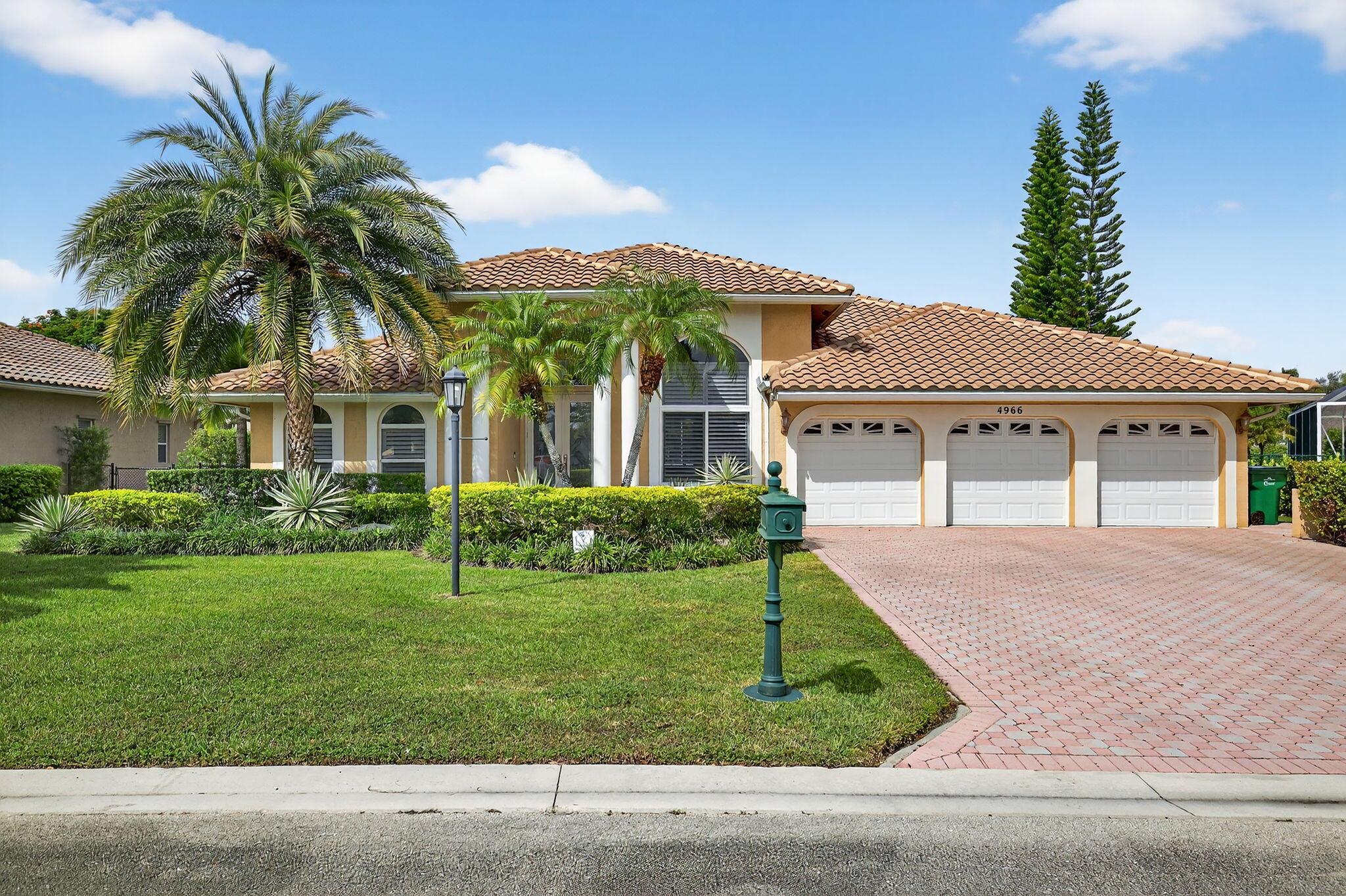 Great Opportunity if looking for a fantastic home with an amazing water view. This 5 bderoom 3.5 bath home with pool/spa and 3 car garage has it all! The primary bedroom has an amazing view of pool and water. There are double walk in closets. Huge bathroom with dual sinks and separate tub and shower. This split floor plan offers 1 bedroom/office by the primary and 3 bedrooms on the otherside of the home. 2 bedrooms share a bathroom and also acts as a cabana bath. The 3rd bedroom has its own full bathroom. There are custom plantation shutters through most of the home. The roof was replaced 2015, pool ans spa and patio refinished 2018, poolheater and salt water pump replaced 2023, gutters installed 2018. The front doors are custom and all impact windows were done 2017. see additonal ...