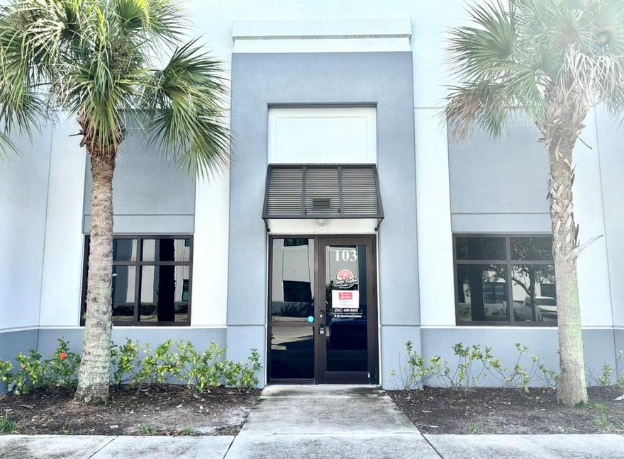 The perfect flex space for your business. Air conditioned office/reception space in the front, and a warehouse space with mezzanine in the back, with private restroom and 12ft high rollup door. Great location.