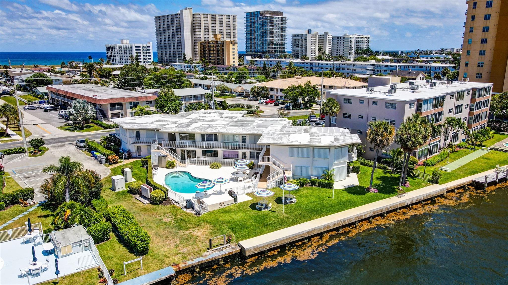 Spend the winter watching the boats go by from this beautiful condo. Located in a boutique all age building, second floor unit with 2 bedrooms, 2 baths, fully furnished and updated with spectacular intercoastal view. Central air, impact windows and washer/dryer combo in unit. Pool and barbecue on the Inter Coastal Waterway. *Minimum of 2 months, available from Jan 20th 2026 to March 31st 2026, water and internet included*. Located just two blocks from the ocean and beach access and within walking distance to restaurants and the Pompano Beach pier. No pets allowed – a must see!