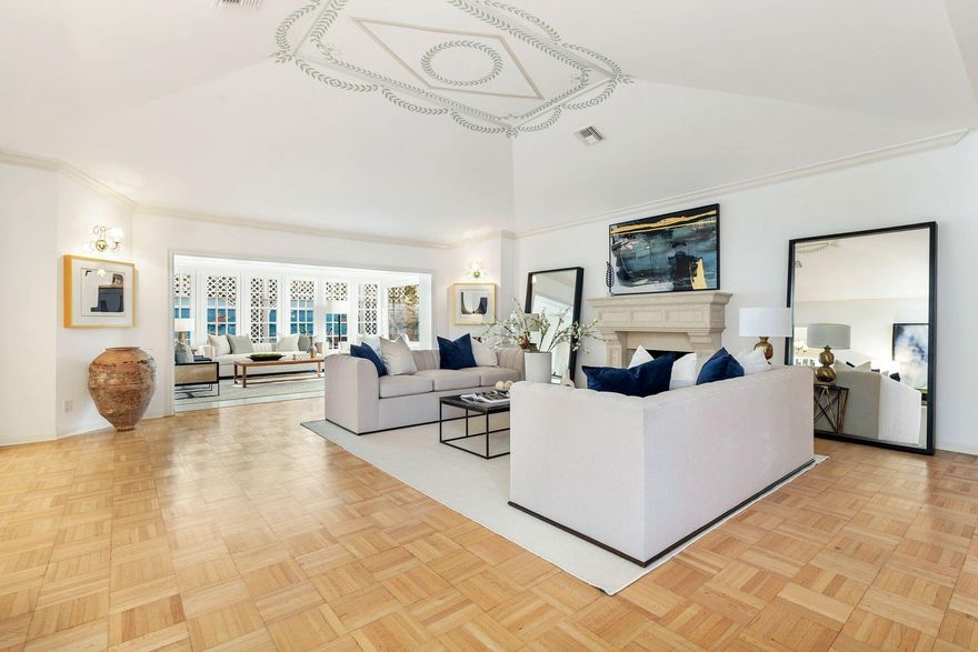 Wonderful reimagined house now available for sale in the coveted North End neighborhood. This charming, Robert Gottfried/Ames Bennett designed 4 bedroom and 4 bath house has almost 4,000 square feet of living space. The living room has 12' tray ceilings and all the bedrooms have at least 9' ceilings. There are parquet floors throughout the living room, dining room and 3 bedrooms. There are tray ceilings in the dining room and the kitchen. The primary bedroom has a vaulted ceiling. The property is 123' wide x 85' deep and is south facing for optimum sun exposure. Amenities include an oversized pool, a 1 car garage and beach and bike path access.