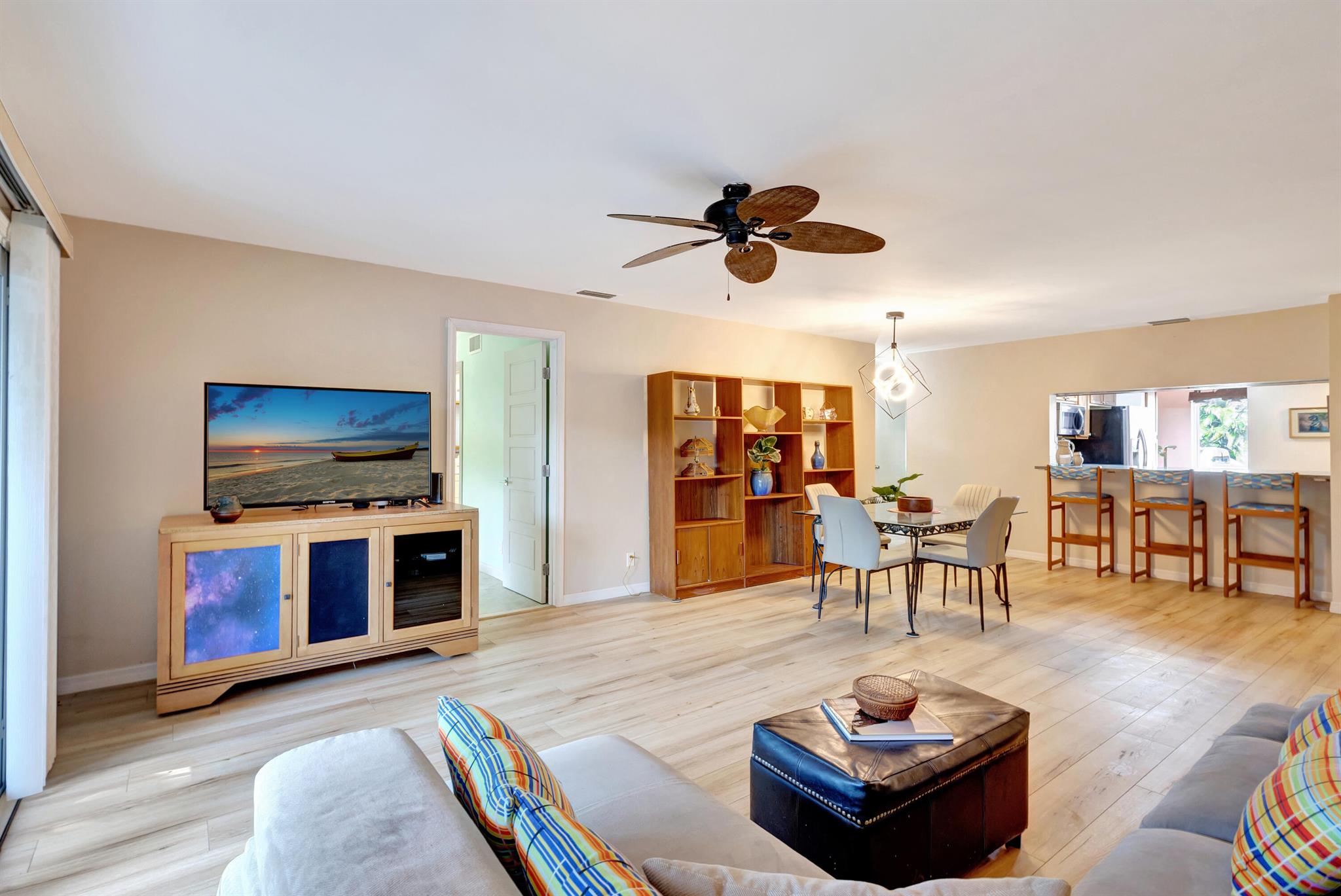 Large 2 bed, 2 Bath located in one of the most private and secluded buildings on Singer Island. This charming and private property is walking distanced to the beach, restaurants, Parks and Shopping. It features: Whole House triple filtration water system, Stainless steel appliances, Blue Quartzite Countertops, Complete Impact window protection, full size Samsung Washer/Dryer and a new AC with UV Light completes the package! The 2 story building has a new 2024 Roof and community pool. Don't miss out on this opportunity. Come and see it today!